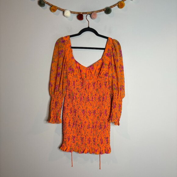 For Love & Lemons Peony Floral Smocked Mini Dress - Picture 2 of 6